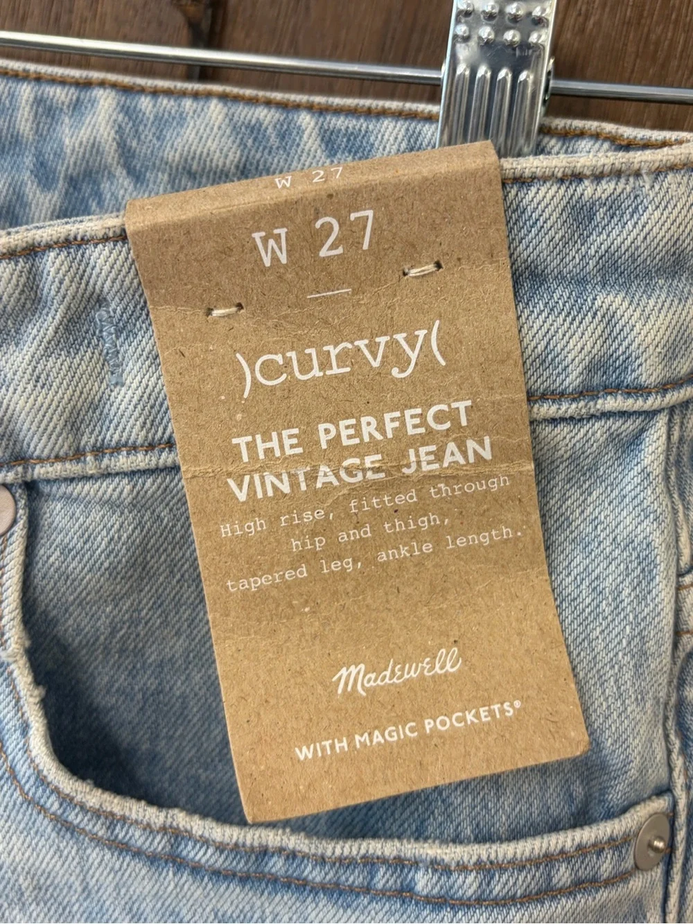 Madewell The Curvy Perfect High Rise Vintage Mom Jean in Merle Wash Size 27 NWT